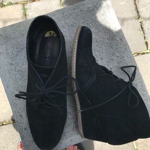 Sale f party only. Comfy black suede wedge booties